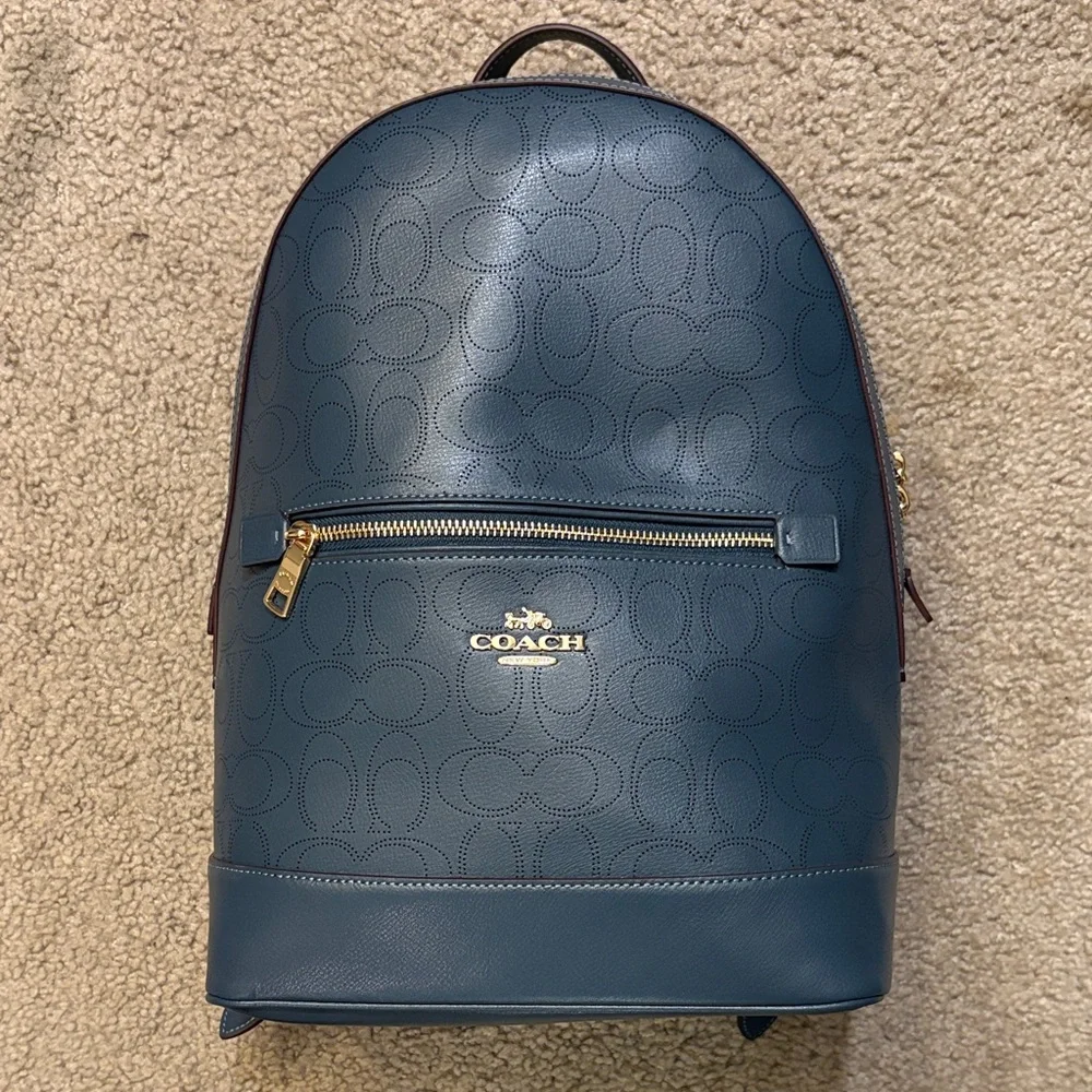 Coach Blue Leather Backpack